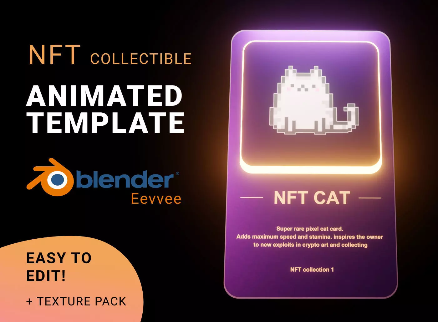NFT collectible card template Blender Eevvee 3D model_0