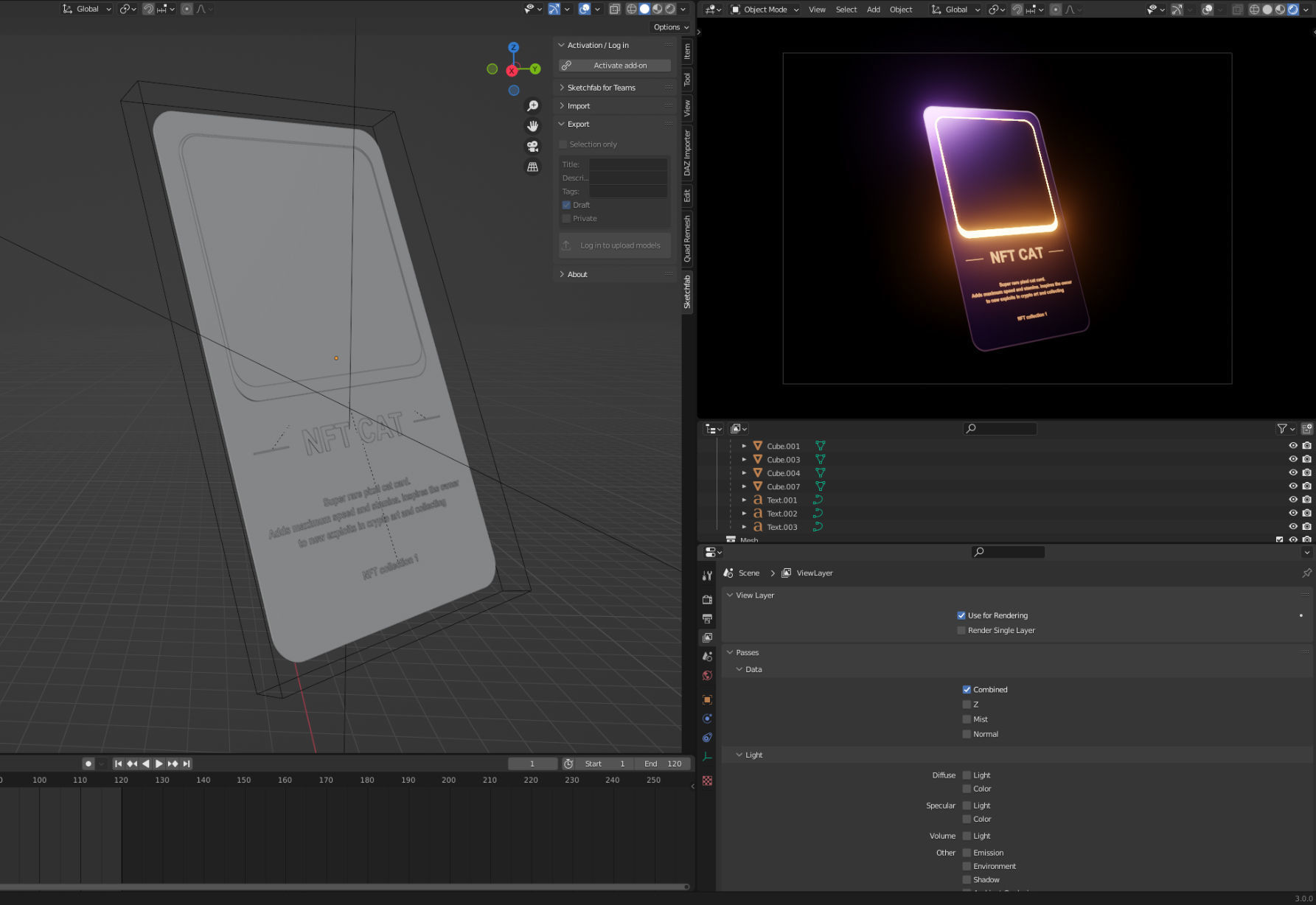 NFT collectible card template Blender Eevvee 3D model_5