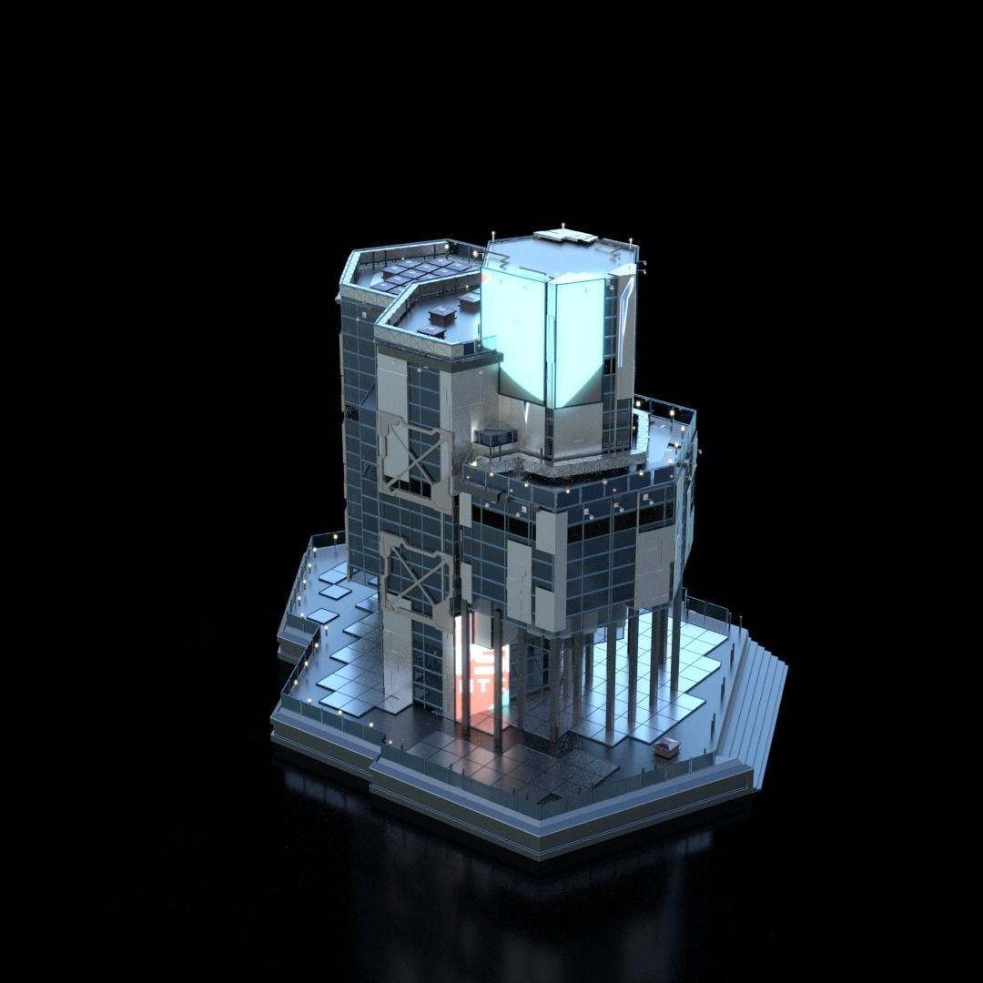 Sci-Fi Sci Fi Futuristic Future Modern City Building Skyscraper 3D model_2