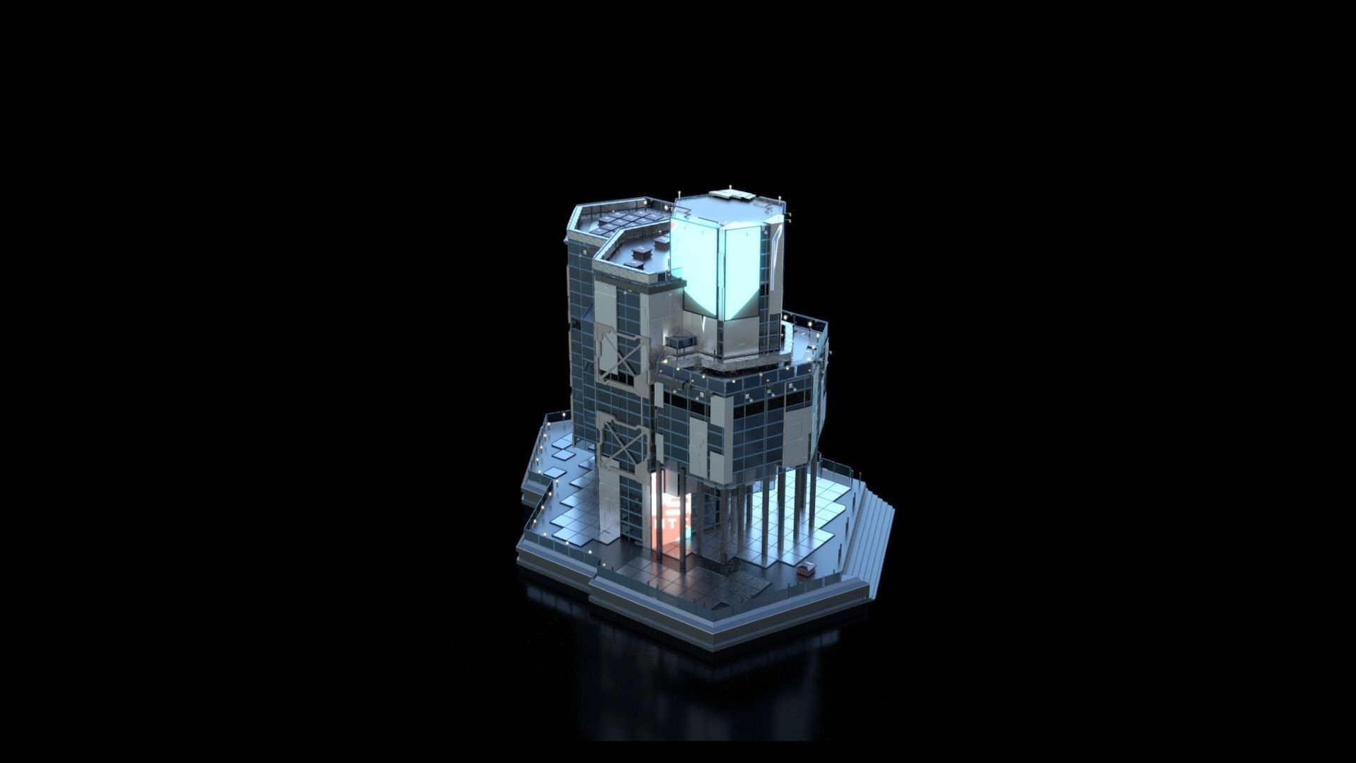 Sci-Fi Sci Fi Futuristic Future Modern City Building Skyscraper 3D model_4