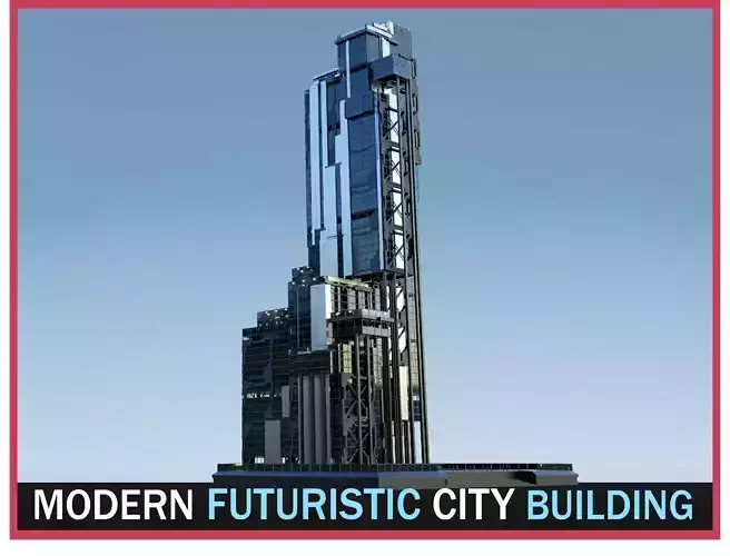Futuristic Future Modern City Building Skyscraper 06 Low-poly 3D model