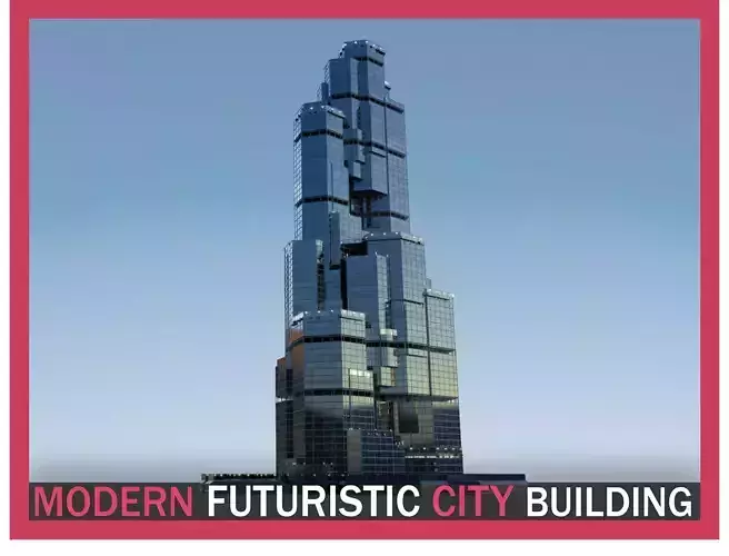 Futuristic Future Modern City Building Skyscraper 04 Low-poly 3D model