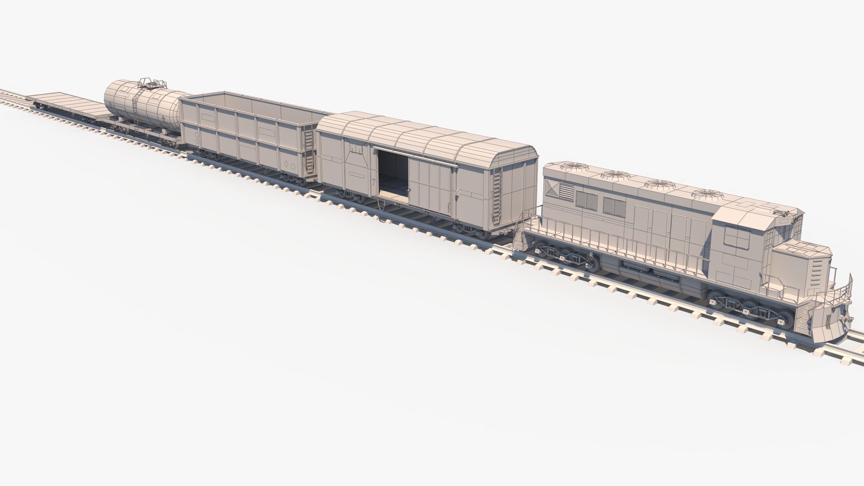 Cargo Train Pack Low-poly 3D model_2