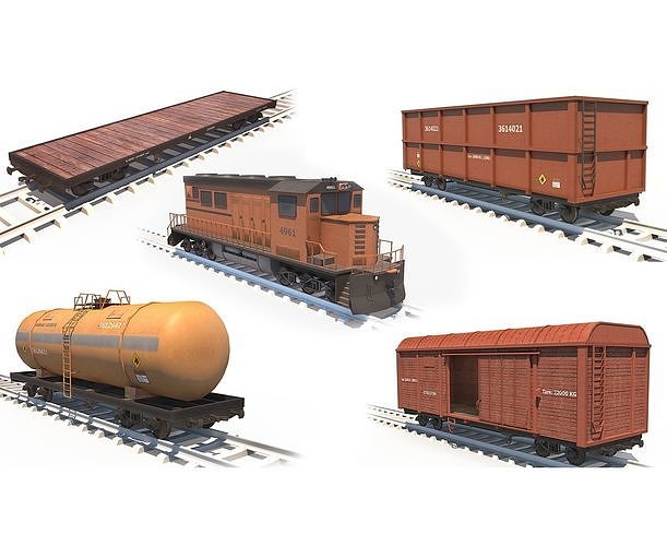 Cargo Train Pack Low-poly 3D model