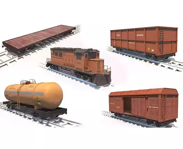 Cargo Train Pack Low-poly 3D model
