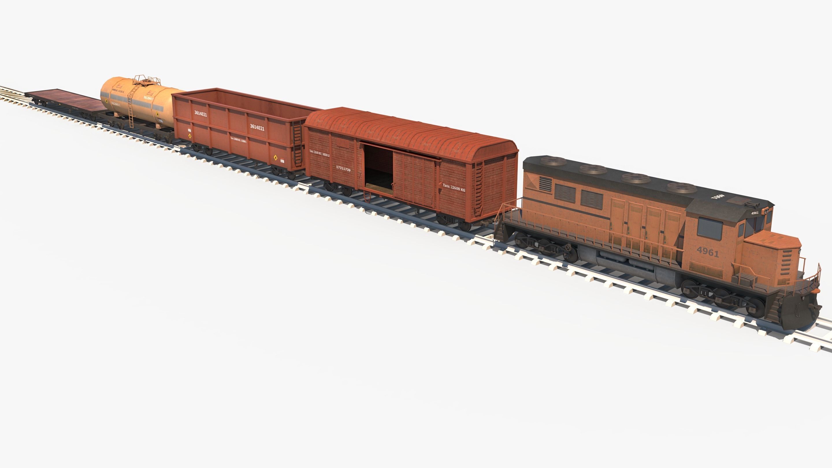 Cargo Train Pack Low-poly 3D model_1