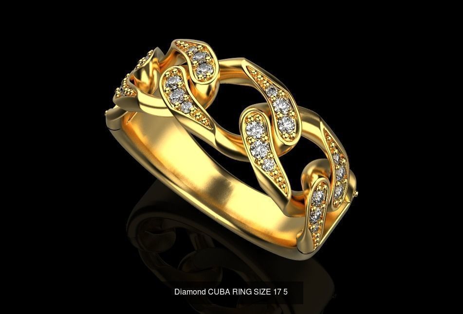 Collection of gold Cuban rings Miami 16 different sizes _5