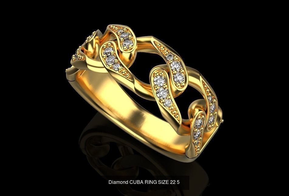 Collection of gold Cuban rings Miami 16 different sizes _15