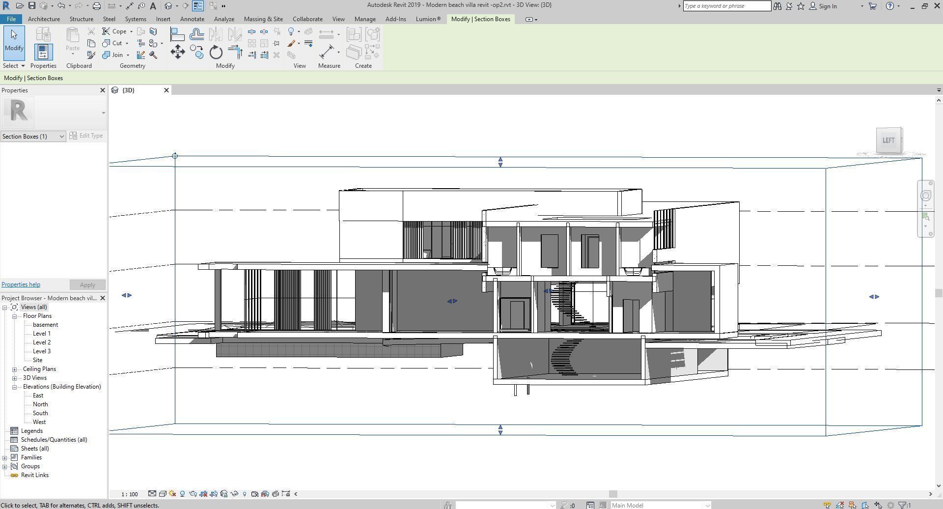 Modern beach house with 3d grass Revit free basic furniture 3D model_14