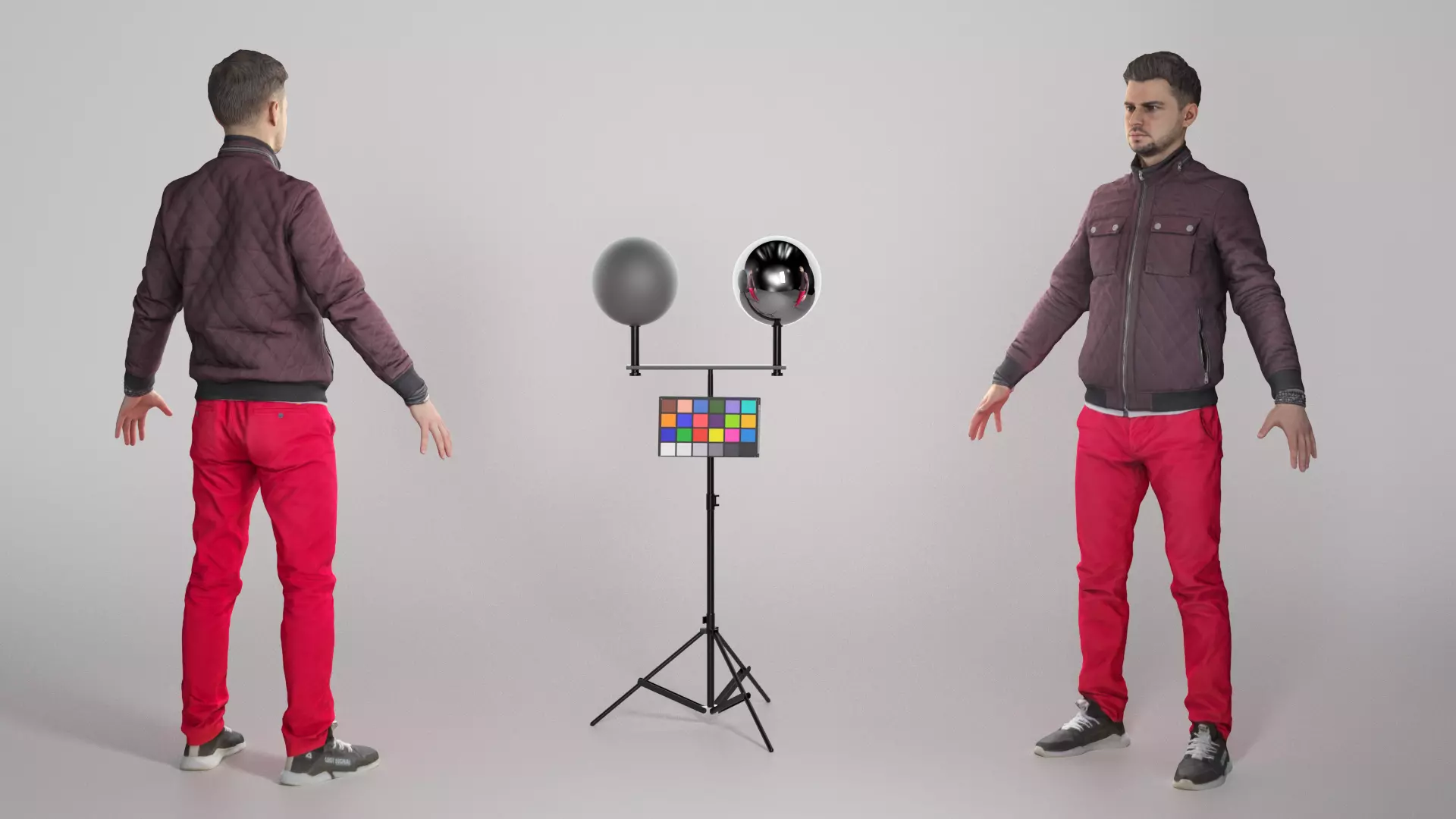 Man in red pants ready for animation 350 Low-poly 3D model_0