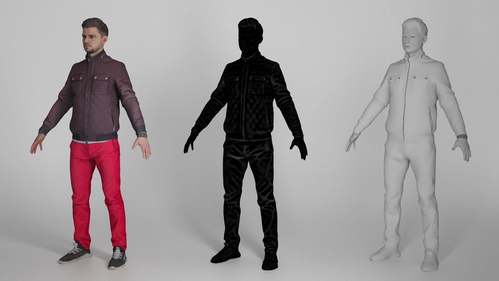 Man in red pants ready for animation 350 Low-poly 3D model_4