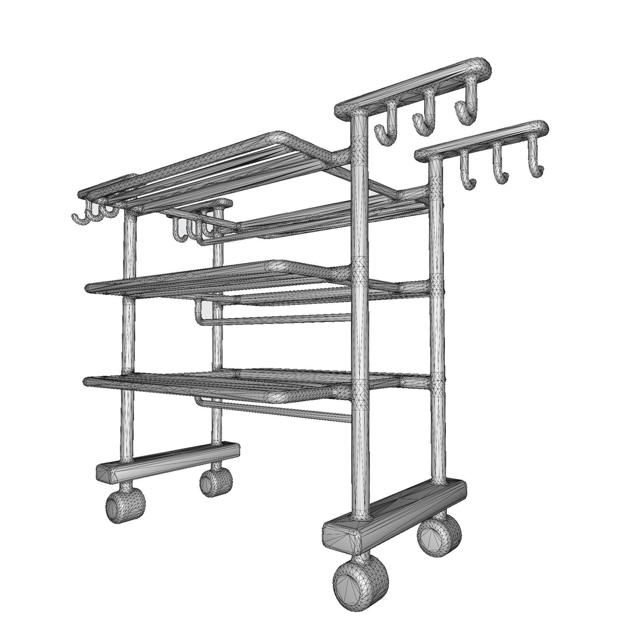 Classic Dryer Stand Low-poly 3D model_4