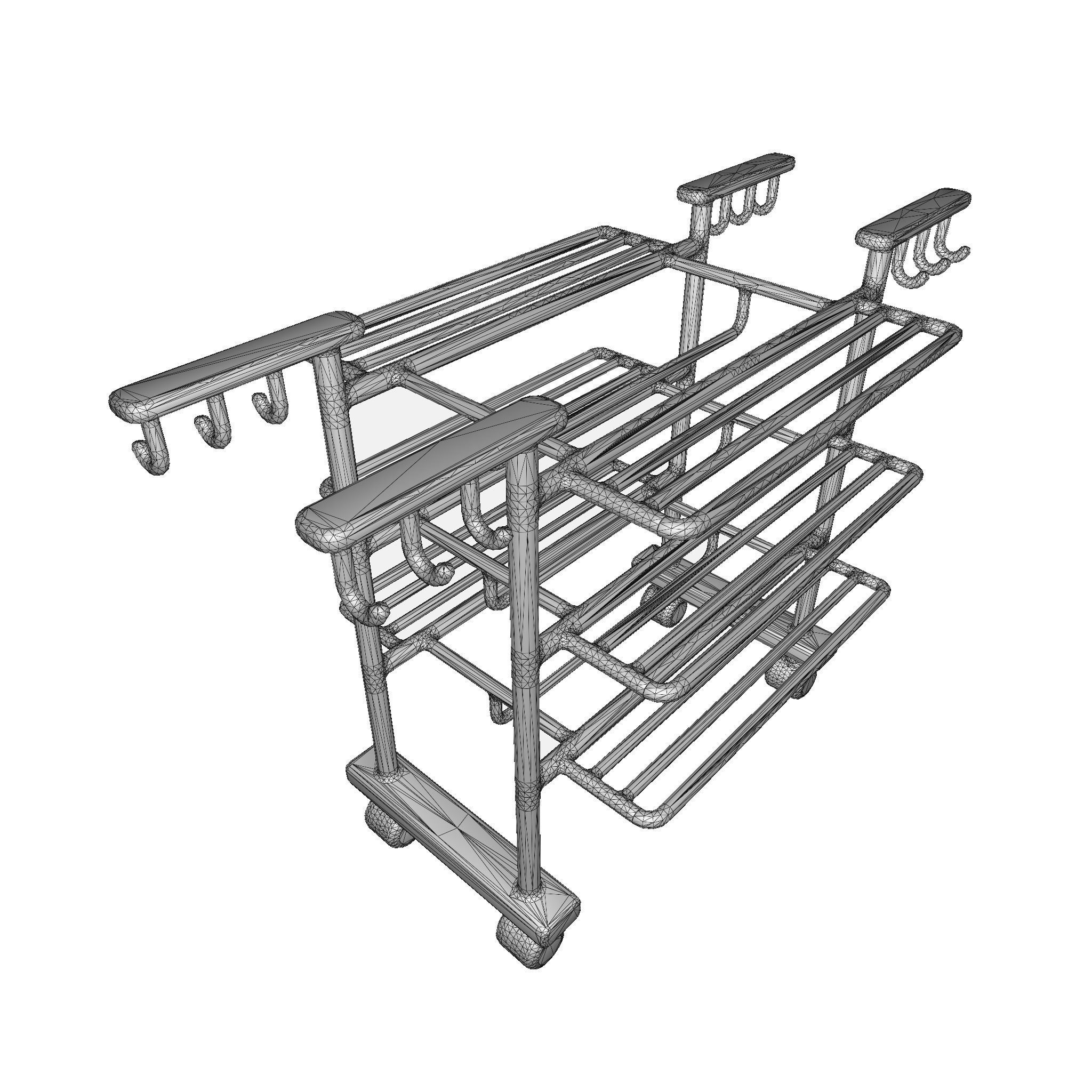 Classic Dryer Stand Low-poly 3D model_3