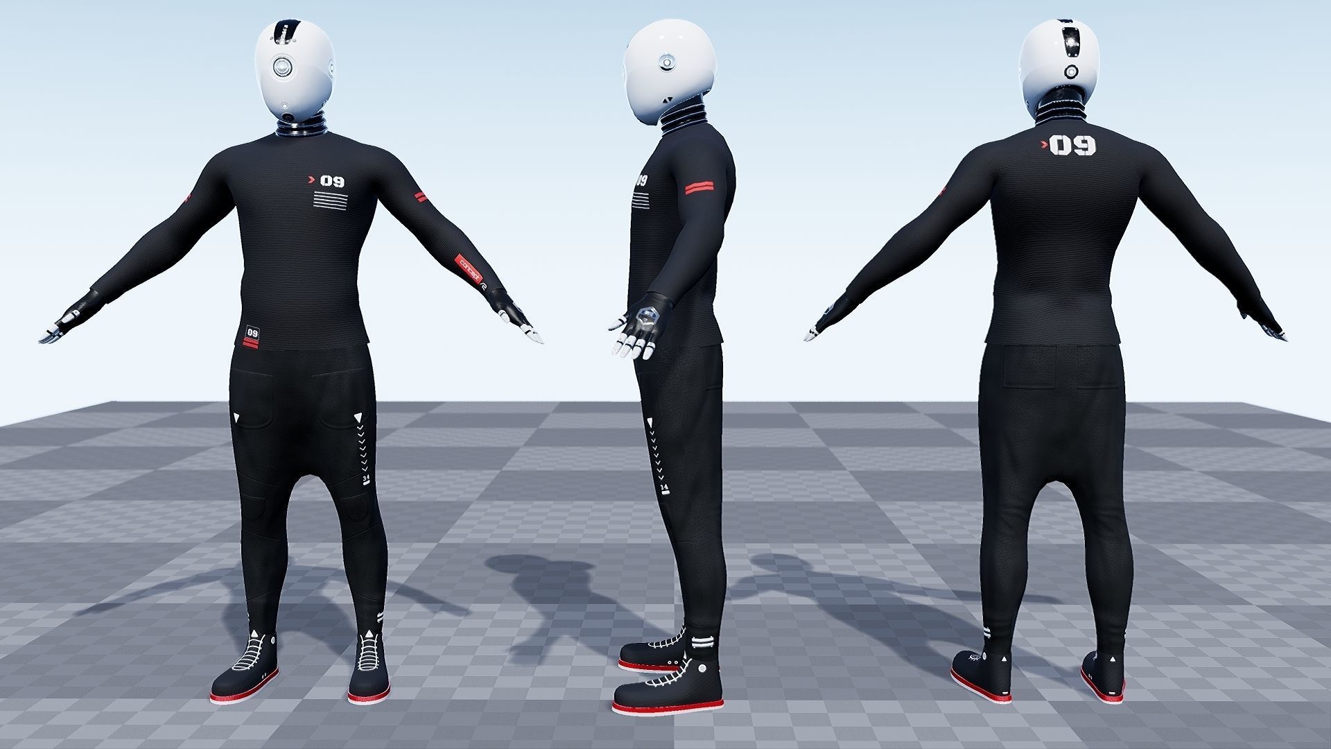 Sci Fi Character Android Low-poly 3D model_12