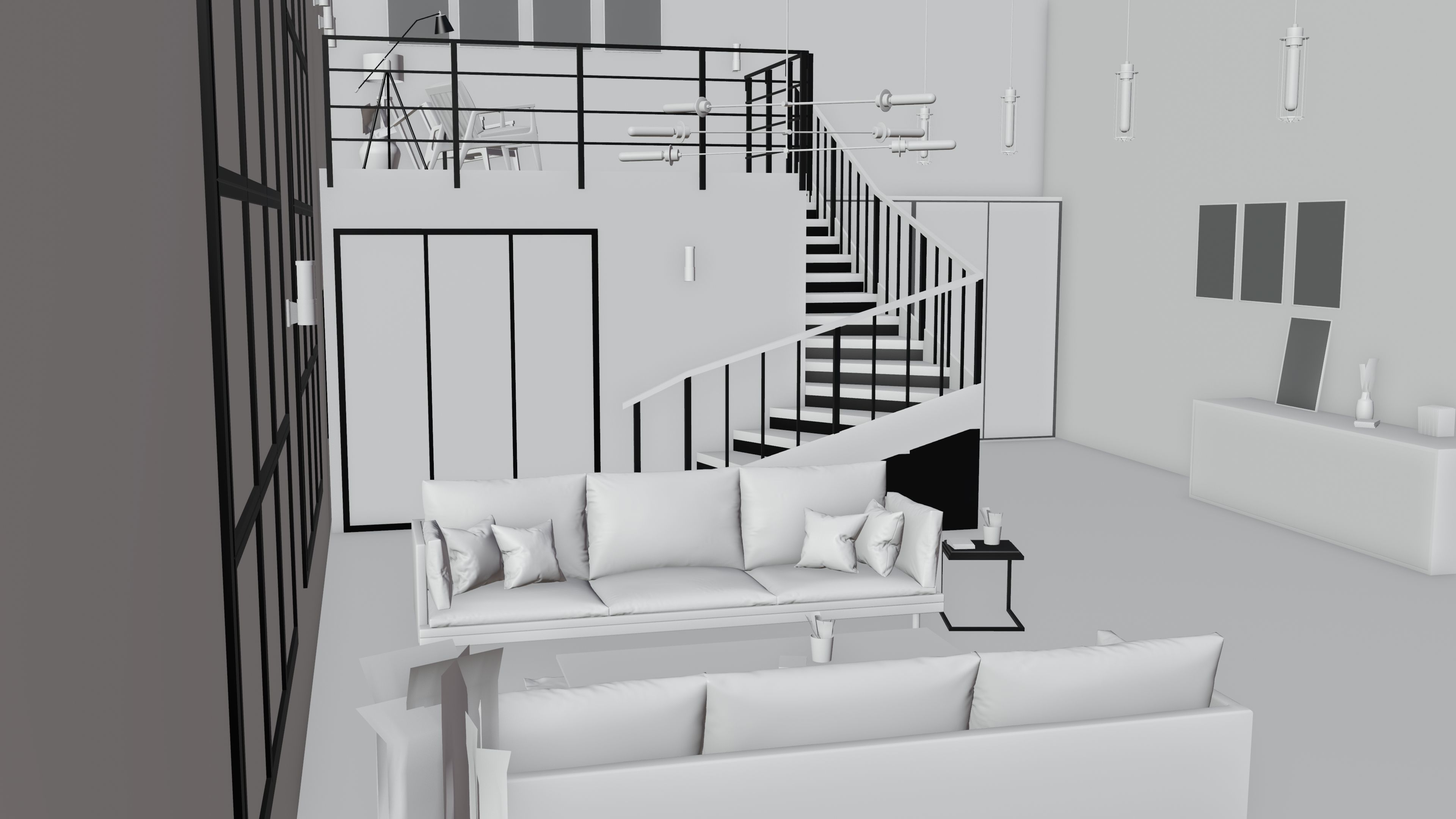 industrial house interior 3D model_7
