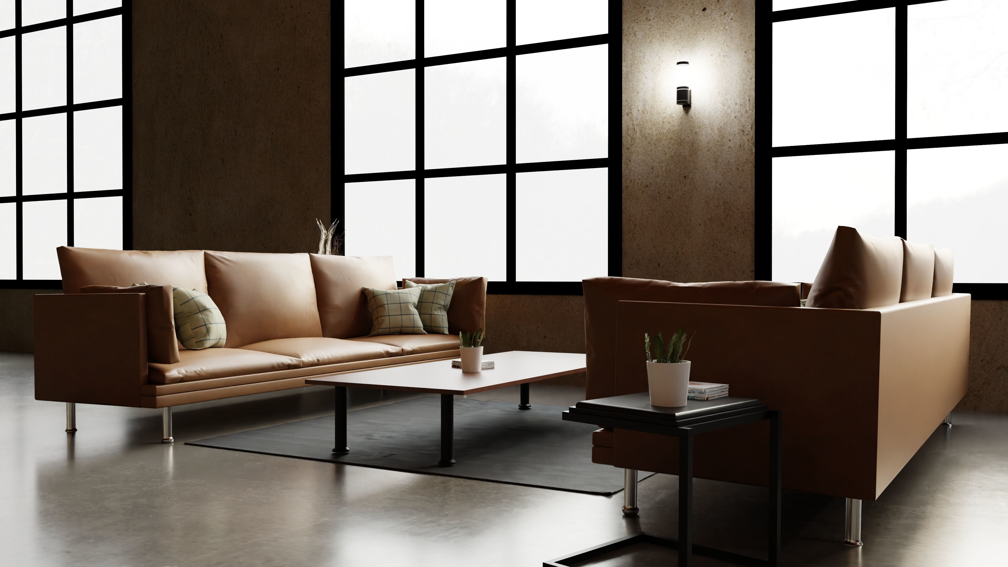 industrial house interior 3D model_2