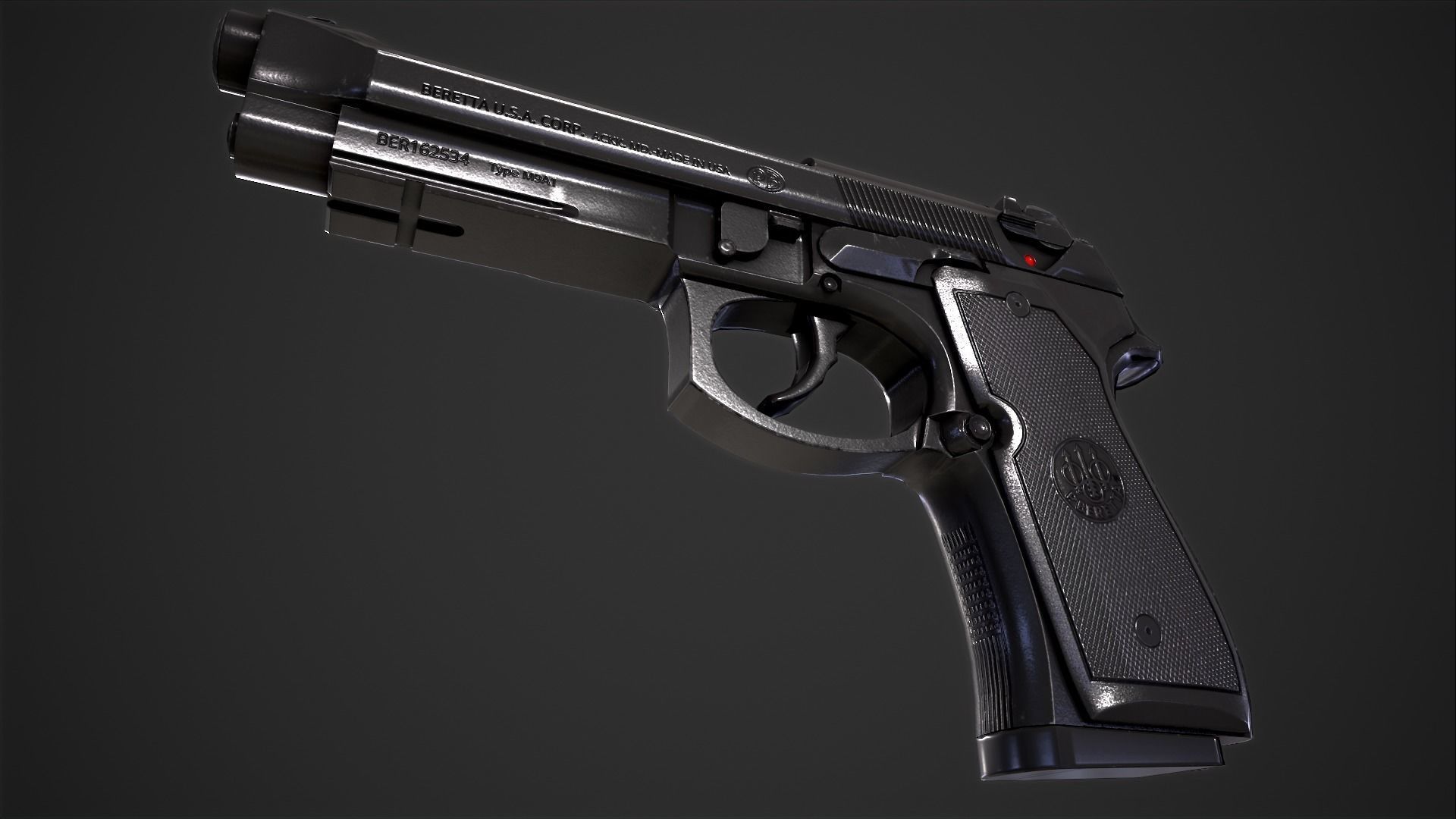 Beretta M9A1 Tactical Pistol Low-poly 3D model_24
