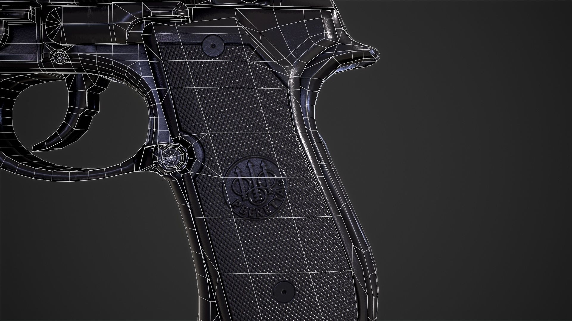 Beretta M9A1 Tactical Pistol Low-poly 3D model_14