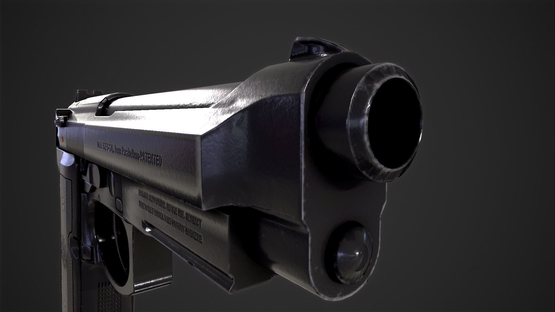 Beretta M9A1 Tactical Pistol Low-poly 3D model_15
