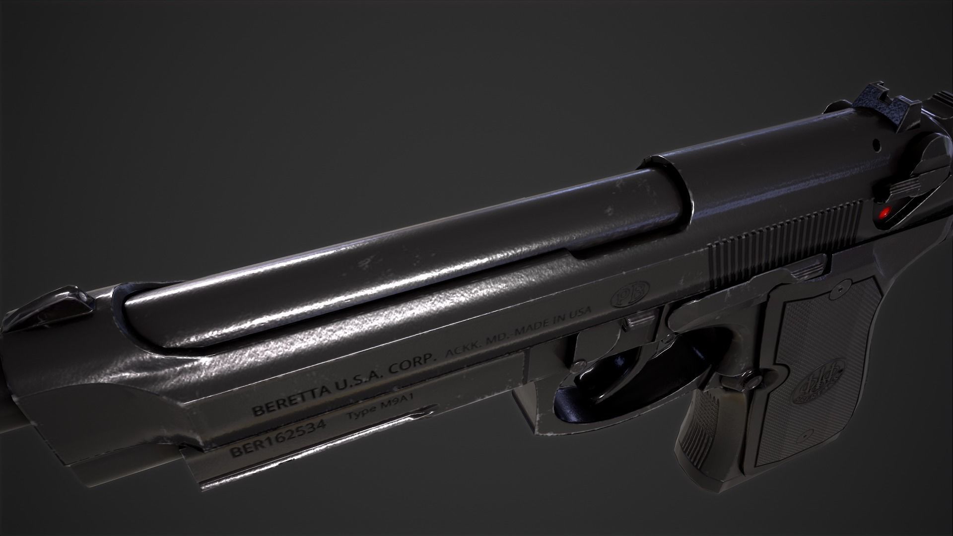 Beretta M9A1 Tactical Pistol Low-poly 3D model_25