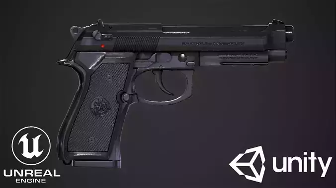 Beretta M9A1 Tactical Pistol Low-poly 3D model