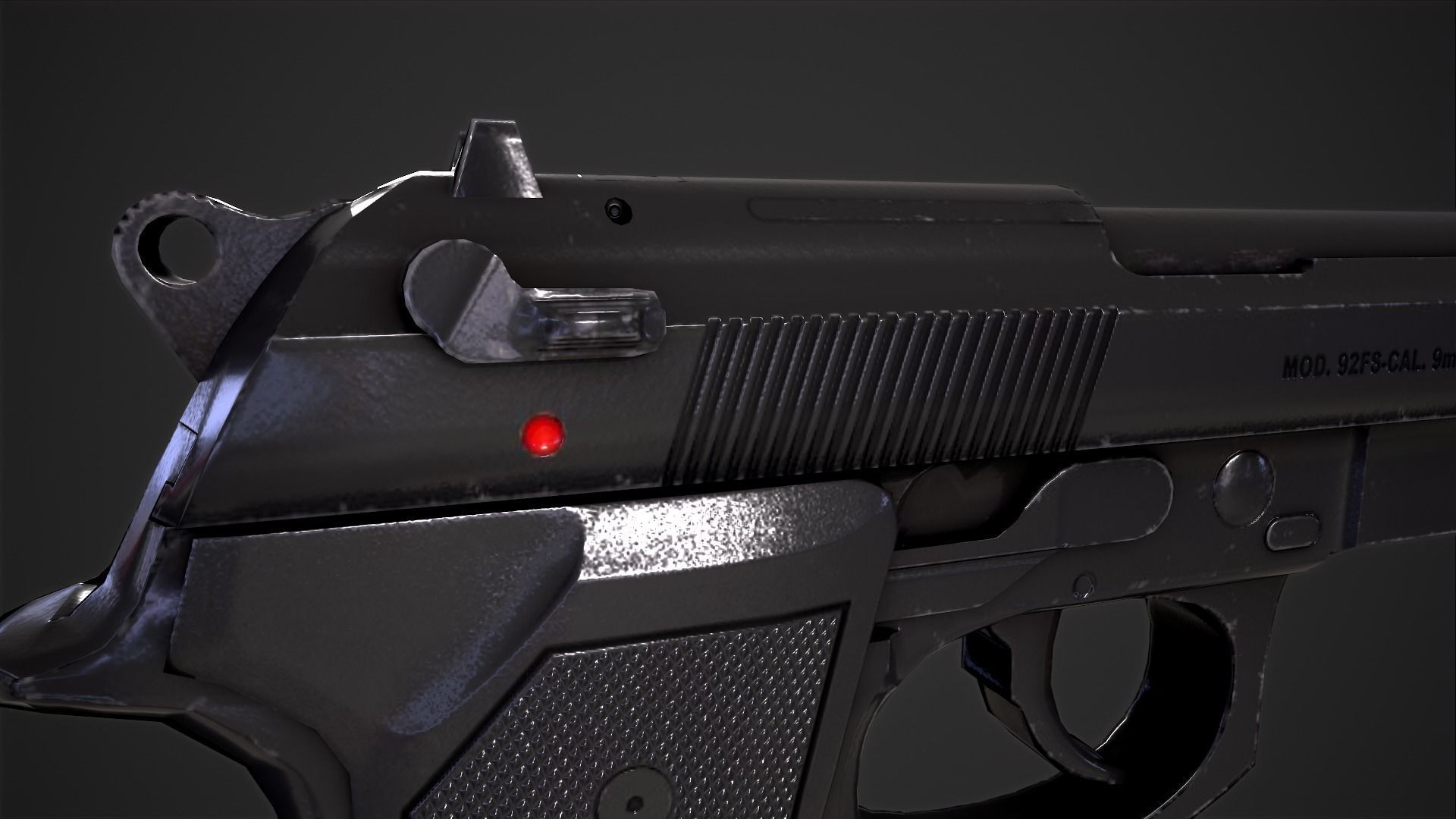 Beretta M9A1 Tactical Pistol Low-poly 3D model_12