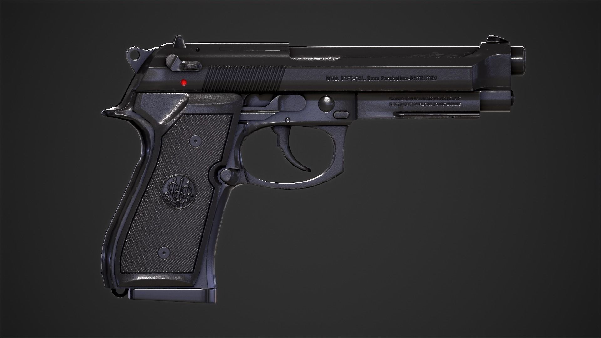 Beretta M9A1 Tactical Pistol Low-poly 3D model_6