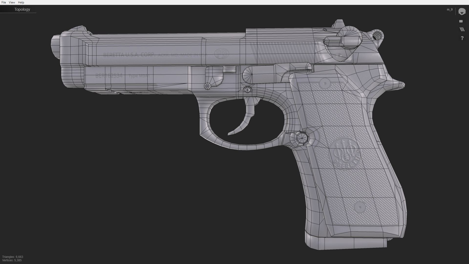 Beretta M9A1 Tactical Pistol Low-poly 3D model_28