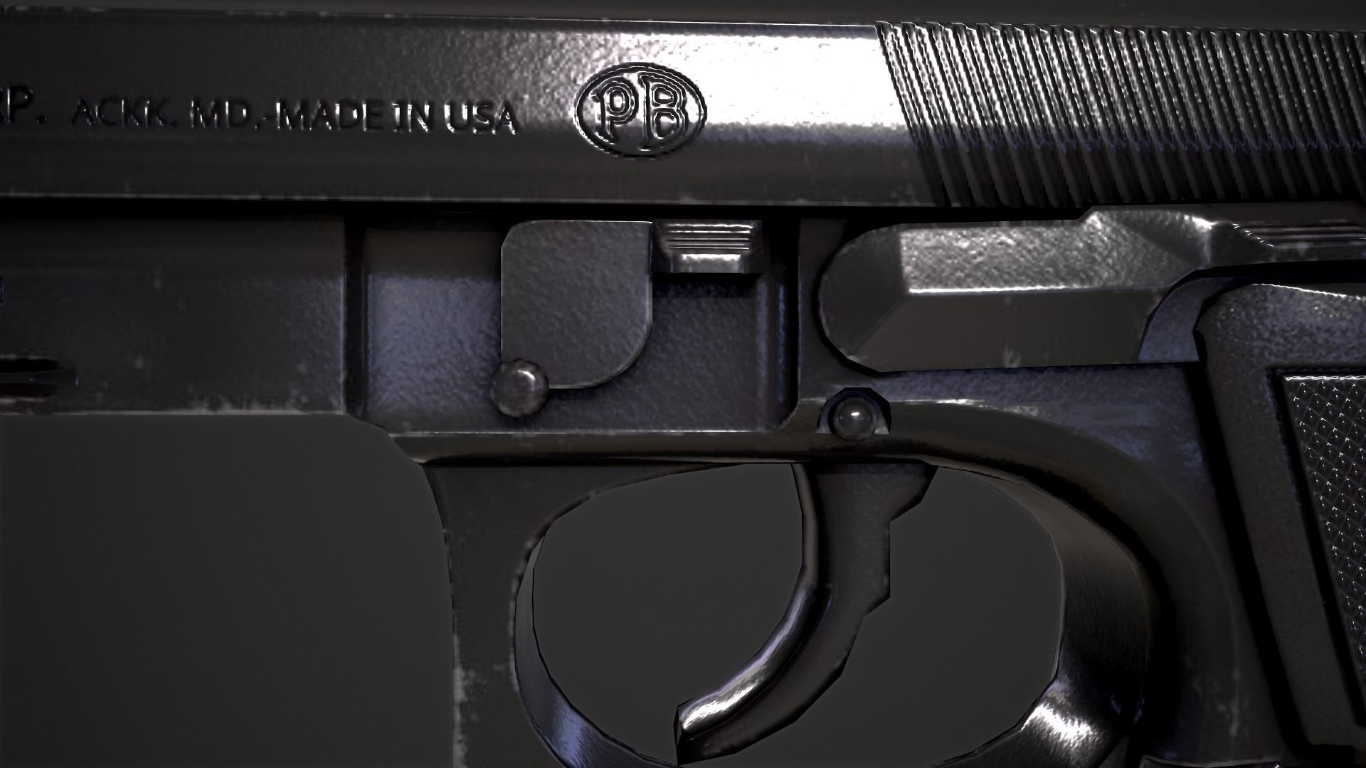 Beretta M9A1 Tactical Pistol Low-poly 3D model_18