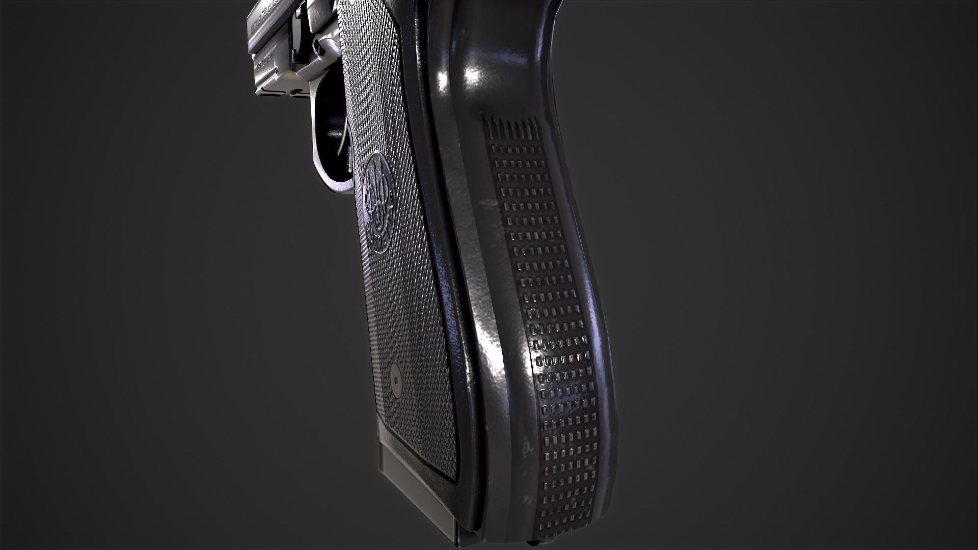 Beretta M9A1 Tactical Pistol Low-poly 3D model_21
