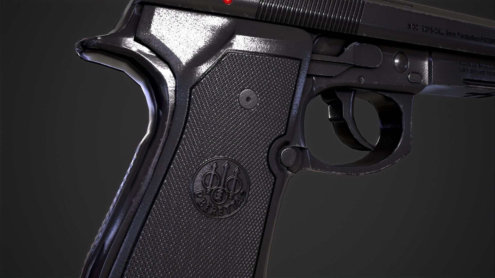Beretta M9A1 Tactical Pistol Low-poly 3D model_10