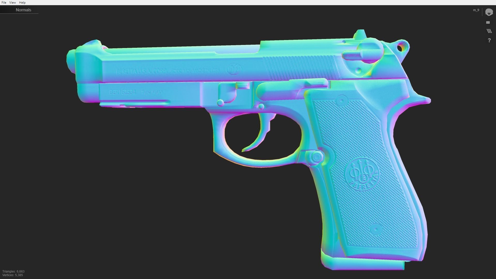 Beretta M9A1 Tactical Pistol Low-poly 3D model_30