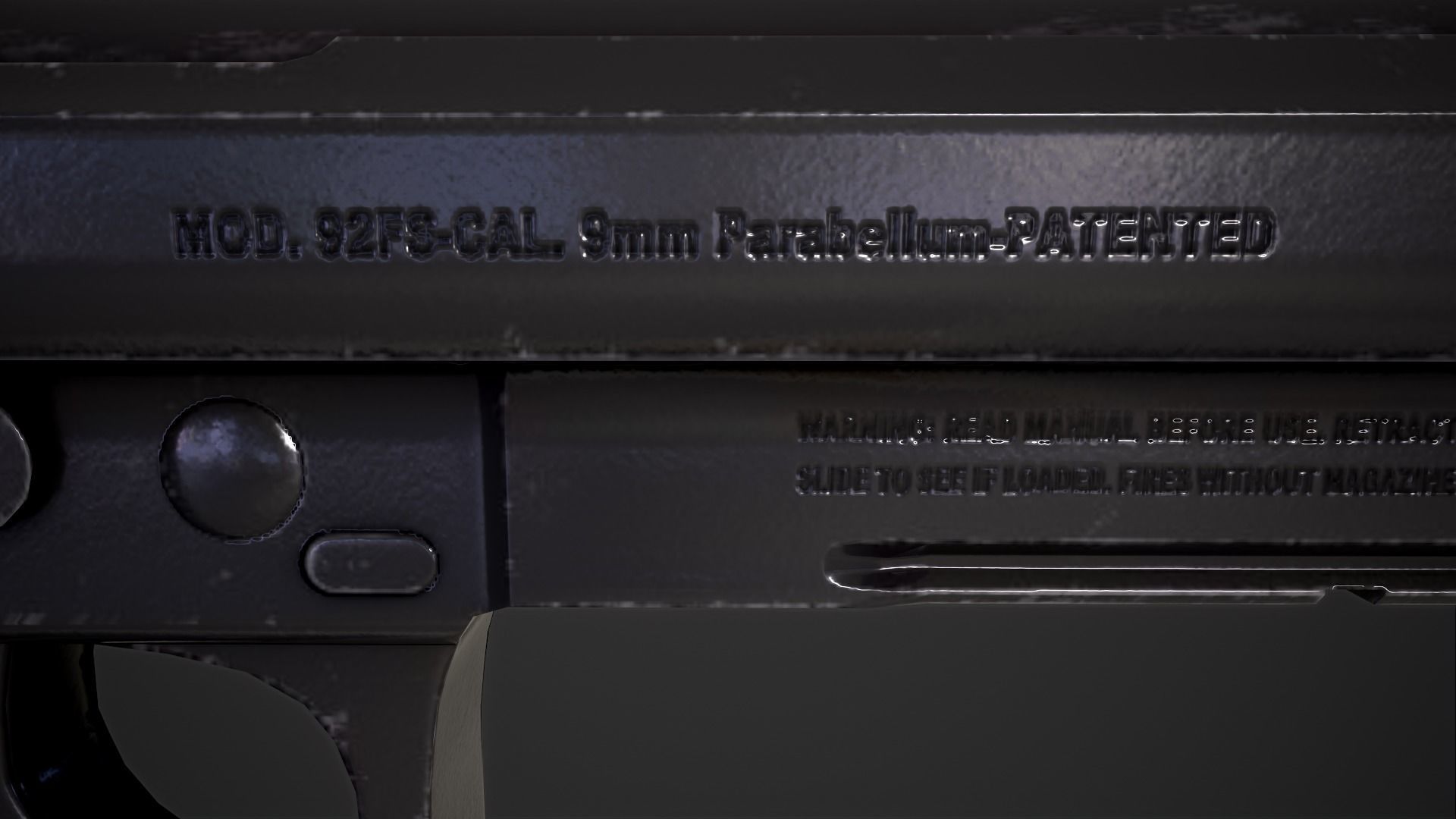 Beretta M9A1 Tactical Pistol Low-poly 3D model_13