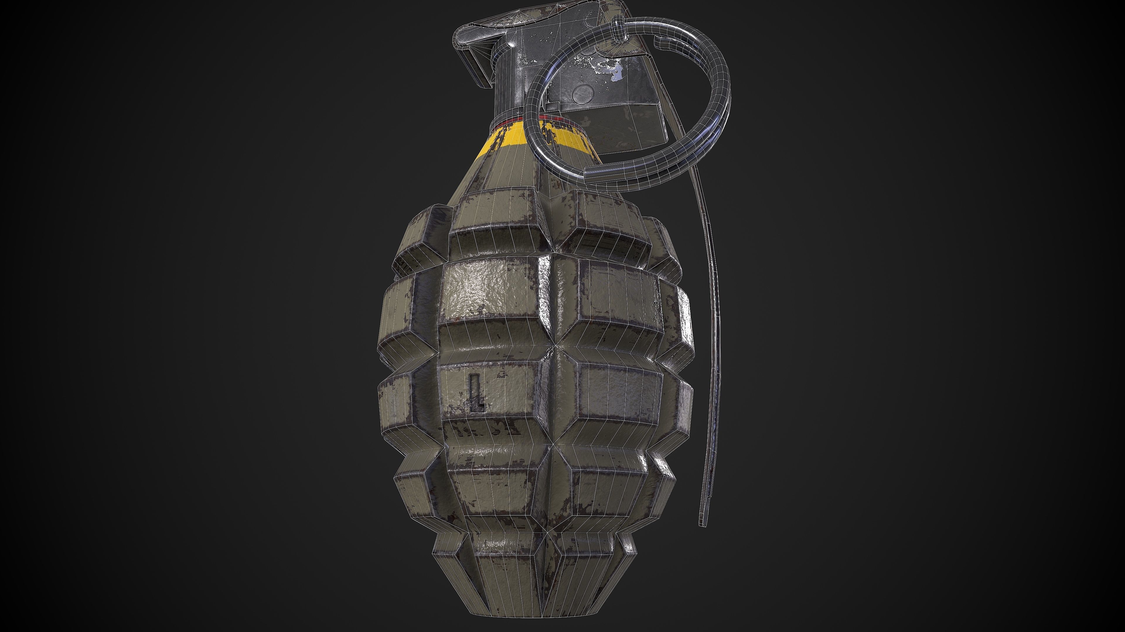 MK2 Grenade Low-poly 3D model_32