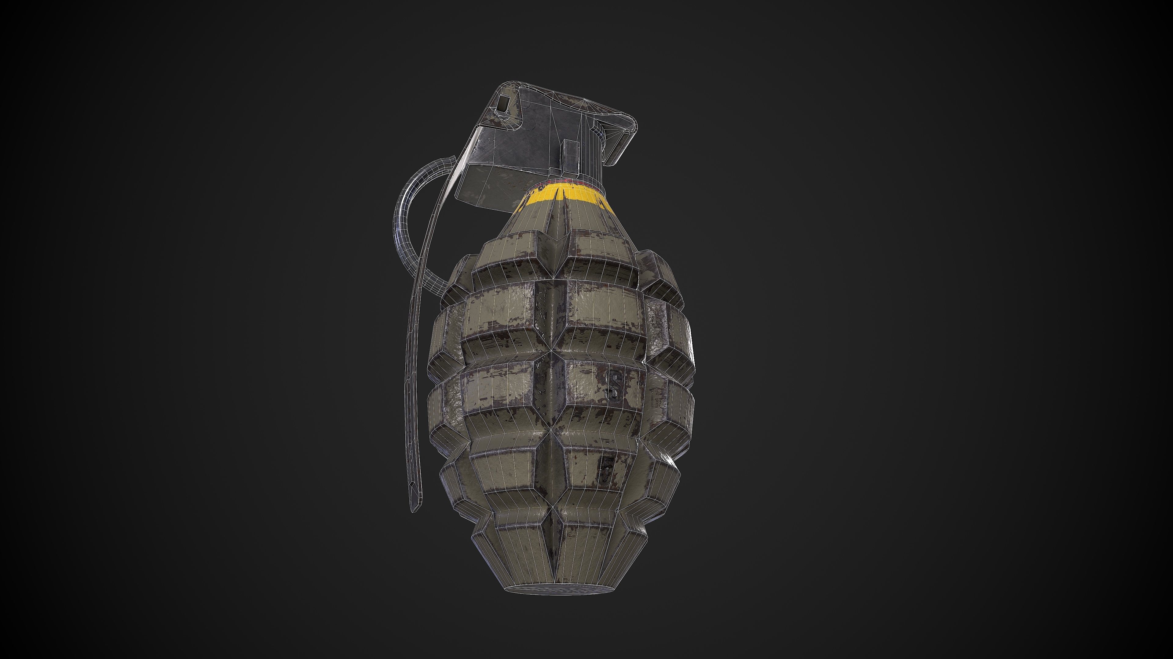 MK2 Grenade Low-poly 3D model_10