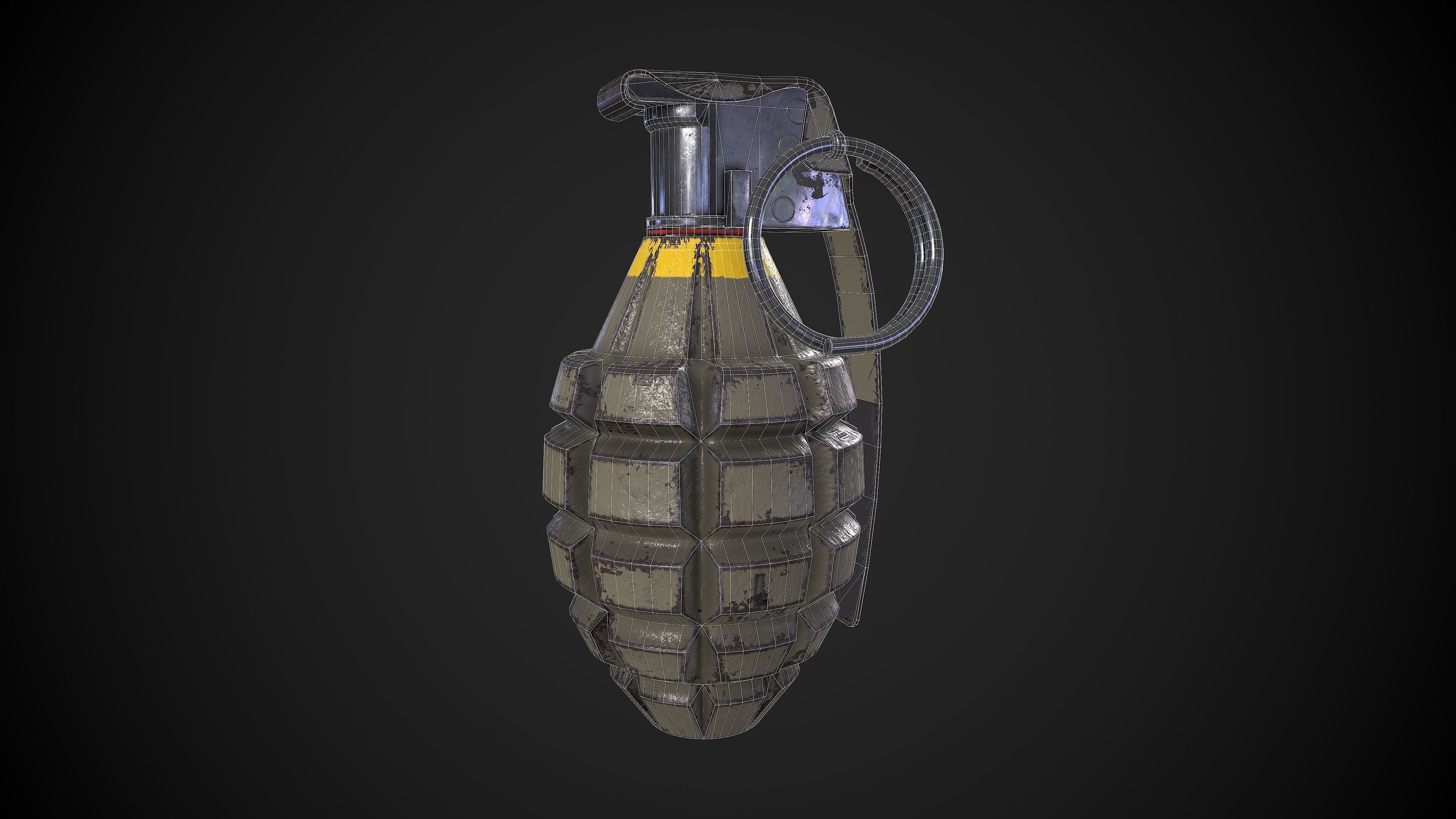 MK2 Grenade Low-poly 3D model_16