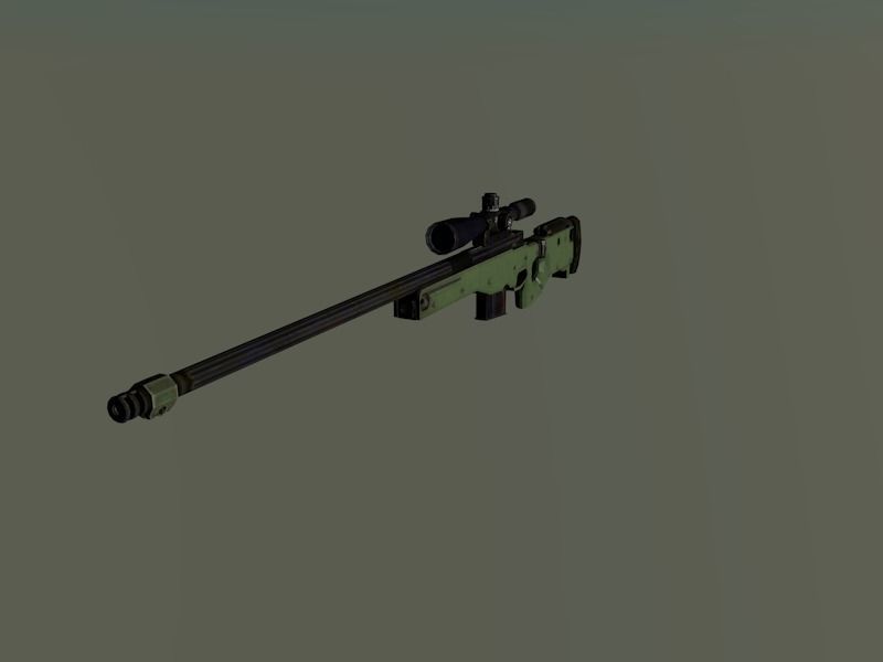 AWM Sniper Rifle Low-poly 3D model_3