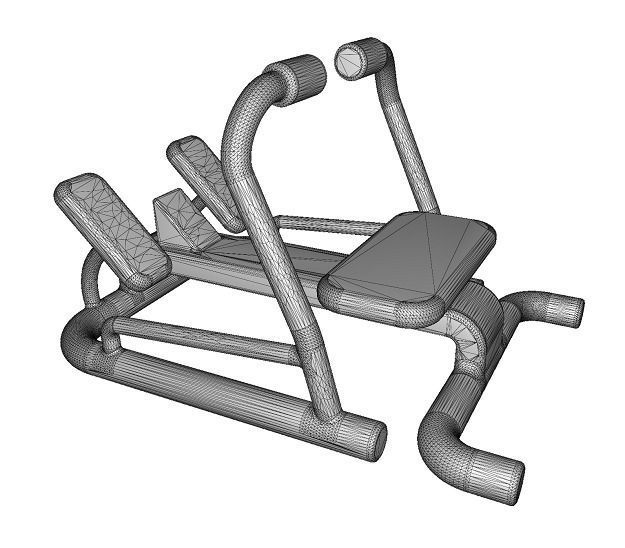 Elegant Gym Rowing Machine Low-poly 3D model_3