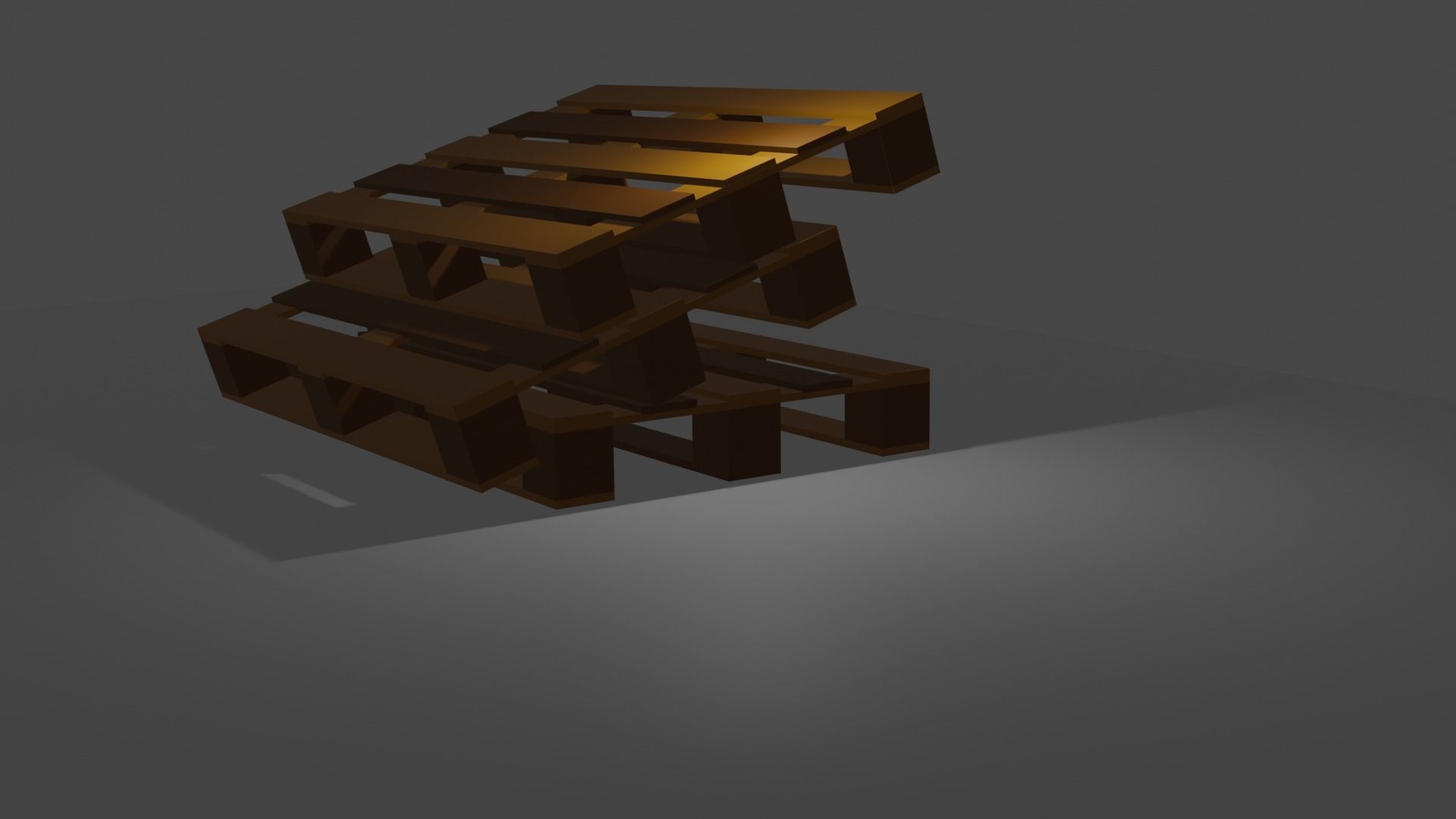 Pallet Set wooden with light shining Low-poly 3D model_4