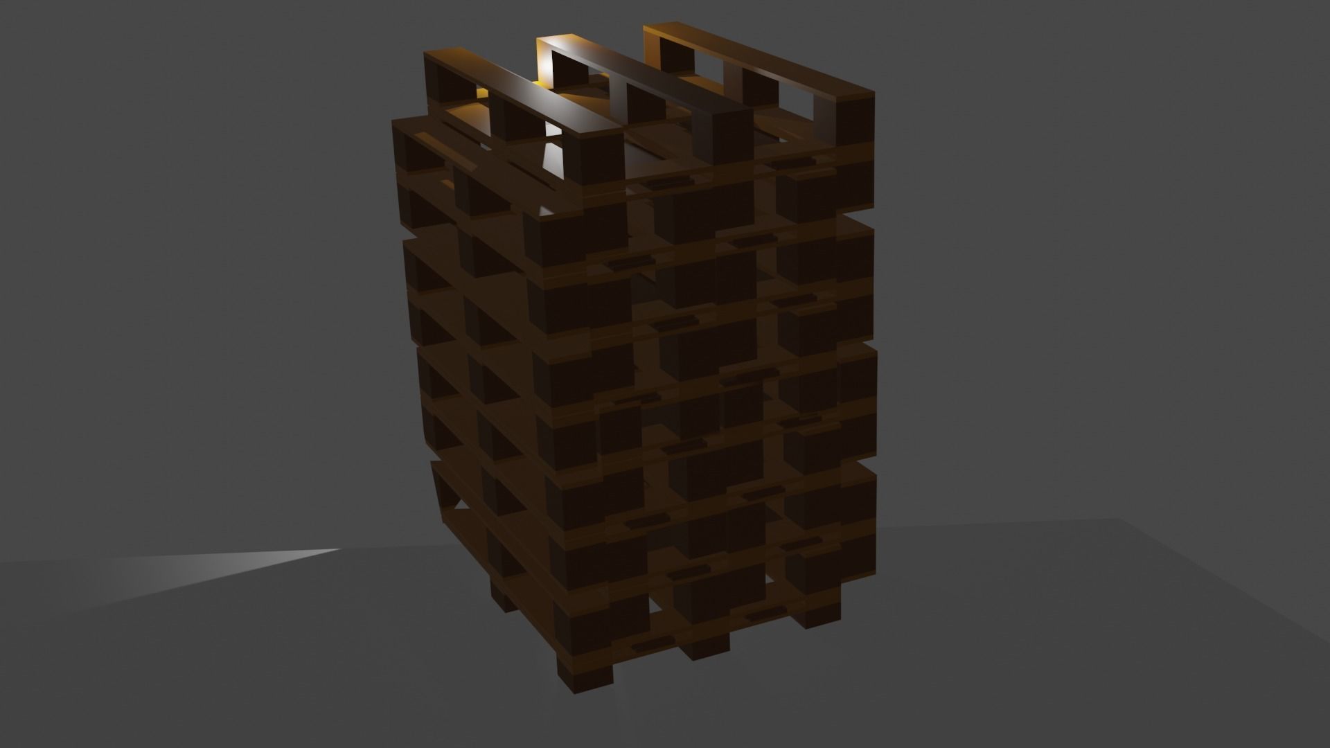 Pallet Set wooden with light shining Low-poly 3D model_2