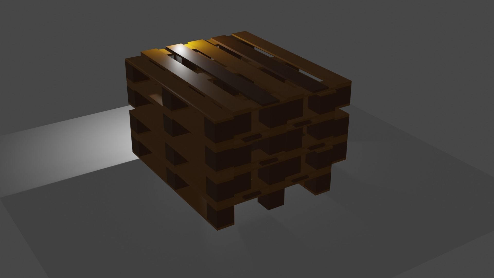 Pallet Set wooden with light shining Low-poly 3D model_3