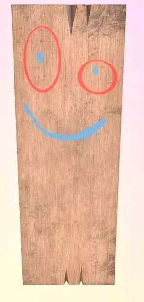 Tablon wooden block with smile 3D model_0