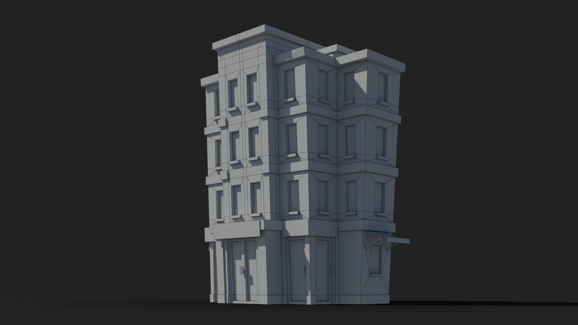 Cartoon Building x17 Low-poly 3D model_5