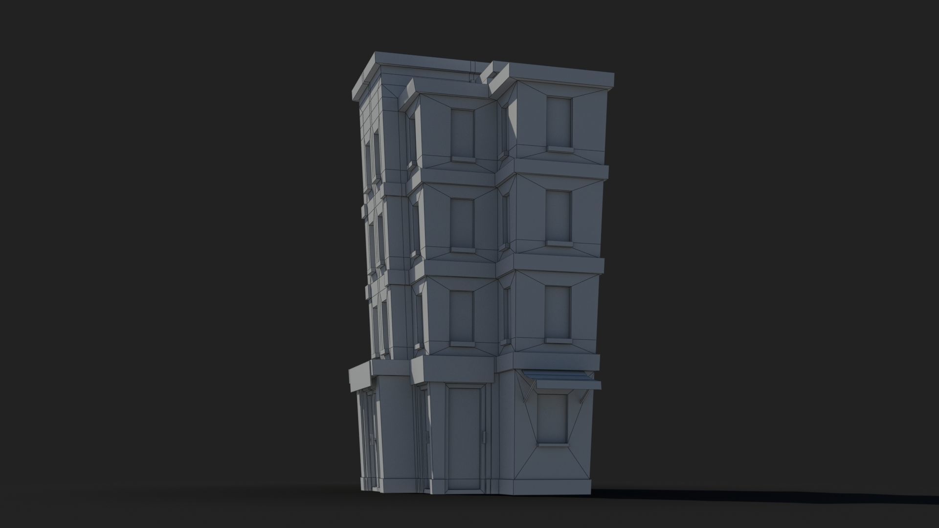 Cartoon Building x17 Low-poly 3D model_8