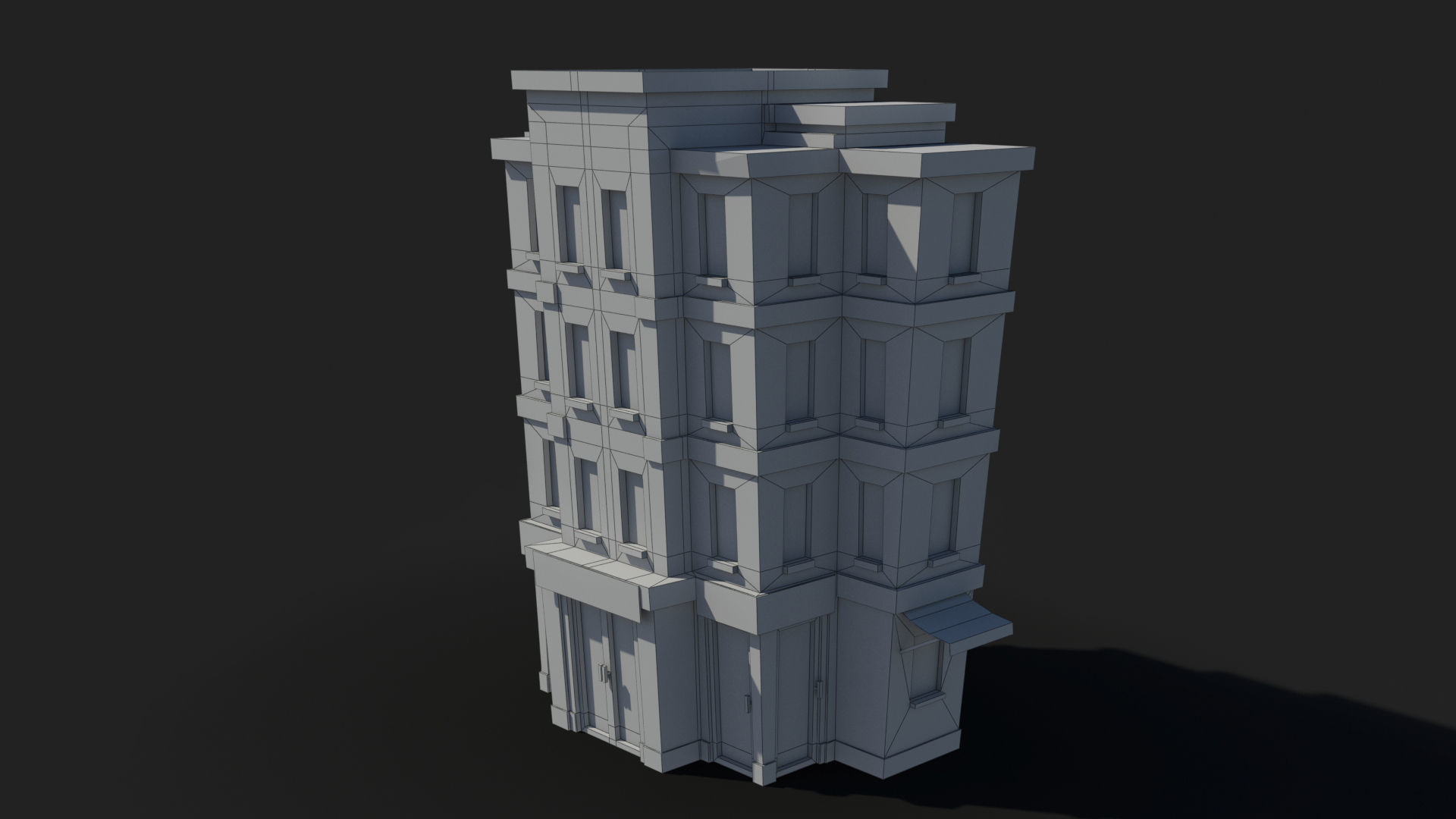 Cartoon Building x17 Low-poly 3D model_9
