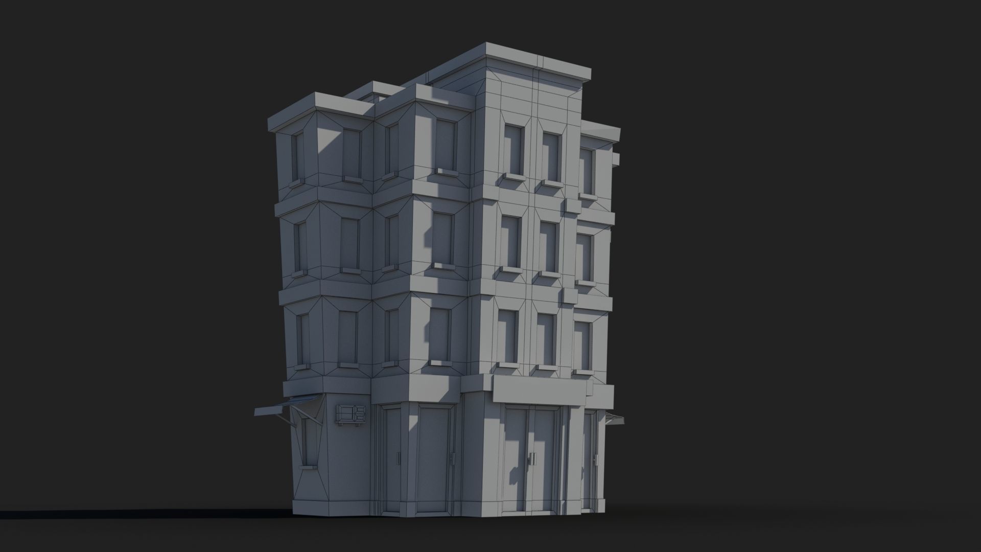 Cartoon Building x17 Low-poly 3D model_7