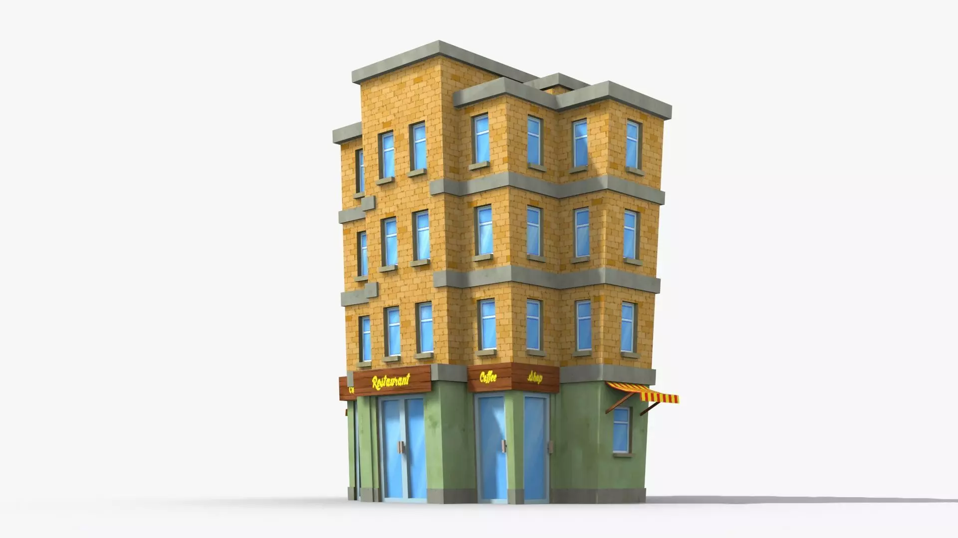 Cartoon Building x17 Low-poly 3D model_0