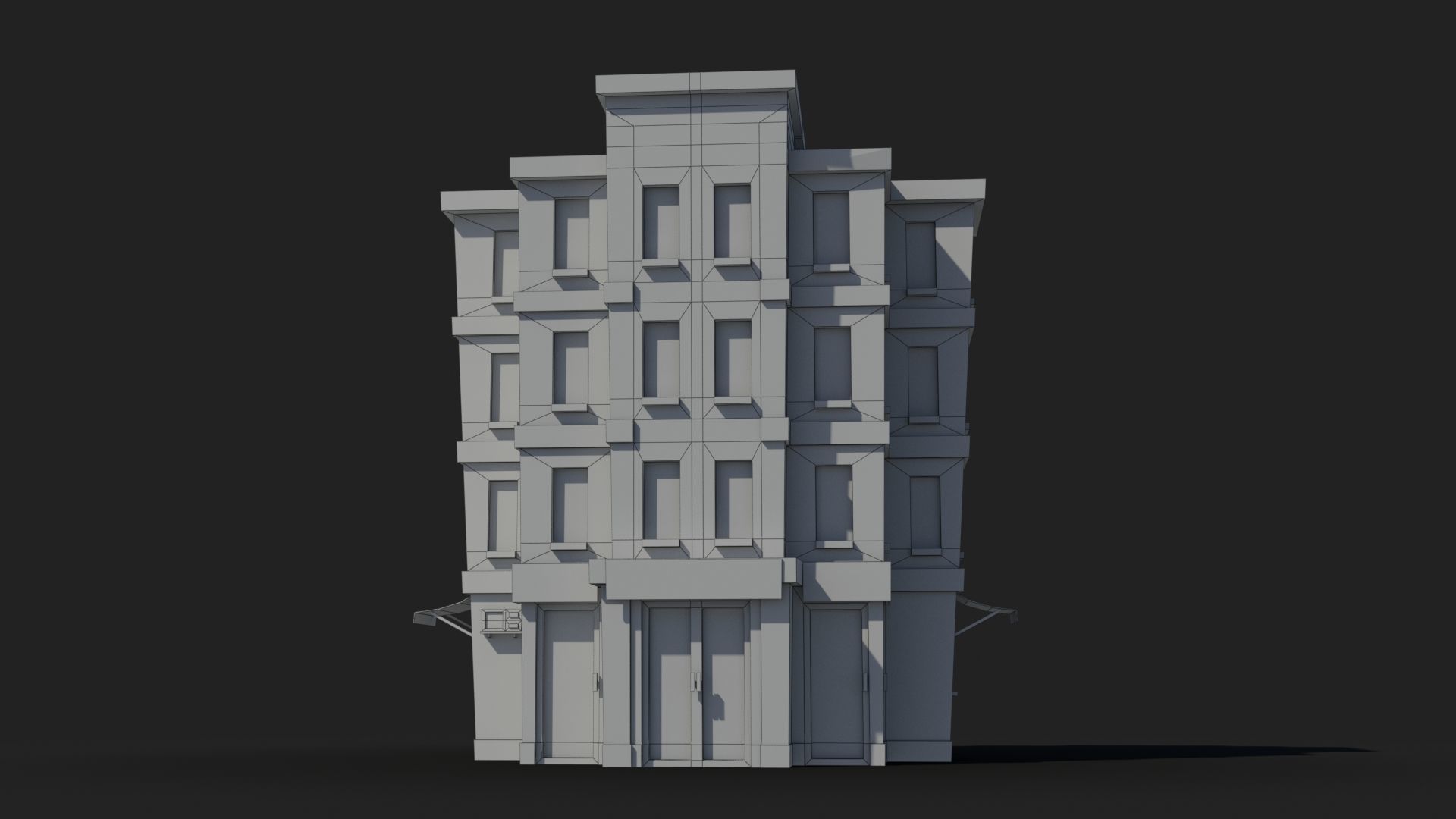 Cartoon Building x17 Low-poly 3D model_6