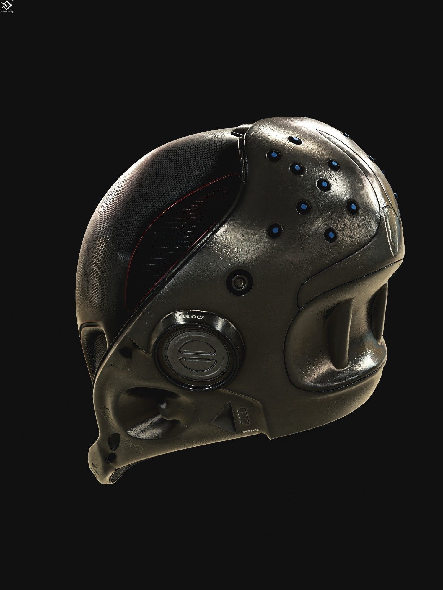 Sci-fi Helmet Low-poly 3D model_14