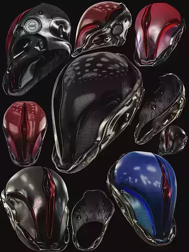 Sci-fi Helmet Low-poly 3D model